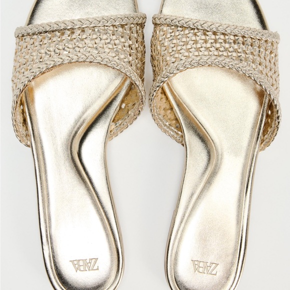 ZARA braided metalic flat sandals size 10 (41) - Picture 2 of 5